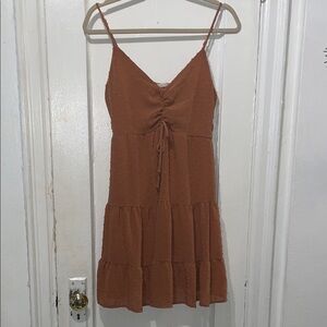 Altar'd State Rust Brown Tiered Spaghetti Strap Mini Dress